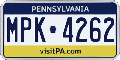 PA license plate MPK4262
