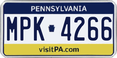PA license plate MPK4266