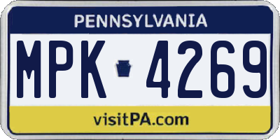 PA license plate MPK4269