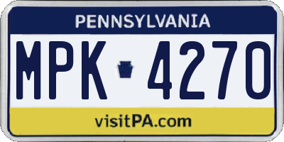 PA license plate MPK4270