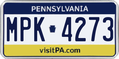 PA license plate MPK4273