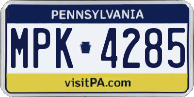 PA license plate MPK4285