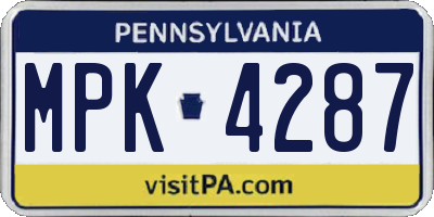 PA license plate MPK4287