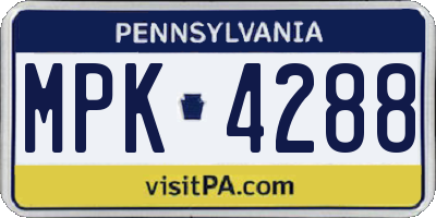 PA license plate MPK4288