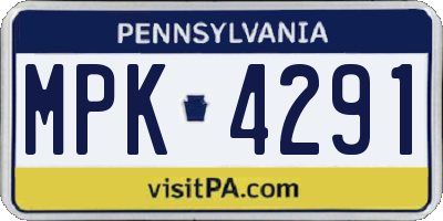 PA license plate MPK4291