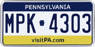 PA license plate MPK4303