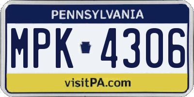 PA license plate MPK4306