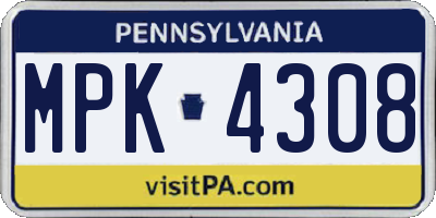 PA license plate MPK4308