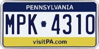 PA license plate MPK4310