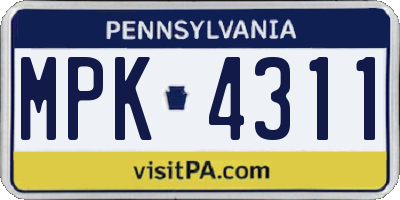 PA license plate MPK4311