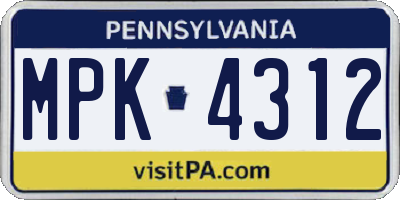 PA license plate MPK4312