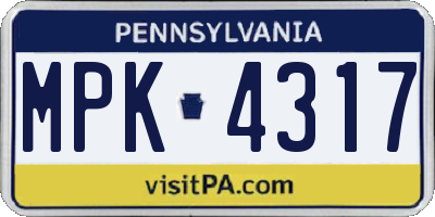 PA license plate MPK4317