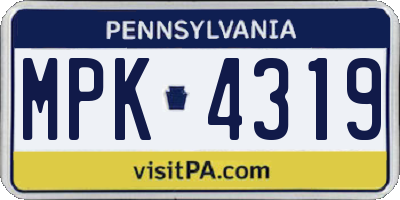 PA license plate MPK4319