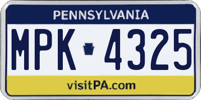 PA license plate MPK4325