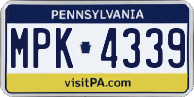 PA license plate MPK4339