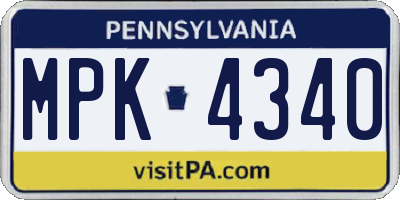 PA license plate MPK4340