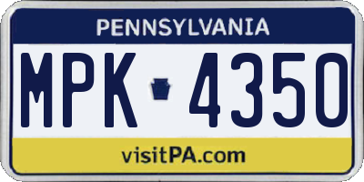 PA license plate MPK4350