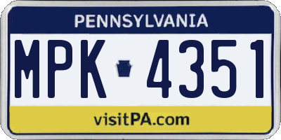 PA license plate MPK4351
