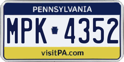 PA license plate MPK4352