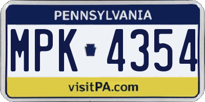 PA license plate MPK4354