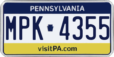 PA license plate MPK4355