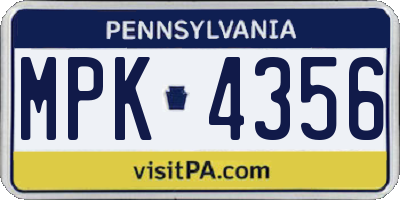 PA license plate MPK4356