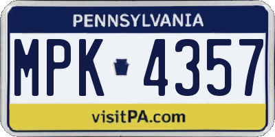 PA license plate MPK4357
