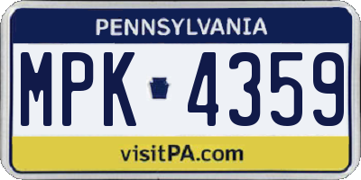 PA license plate MPK4359
