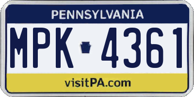 PA license plate MPK4361