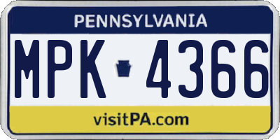 PA license plate MPK4366