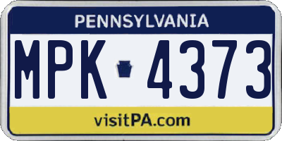 PA license plate MPK4373