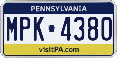 PA license plate MPK4380