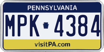 PA license plate MPK4384