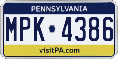 PA license plate MPK4386