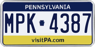 PA license plate MPK4387