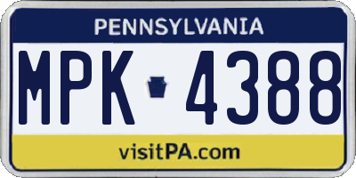 PA license plate MPK4388