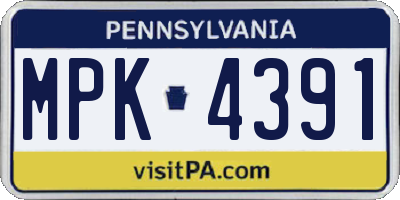 PA license plate MPK4391