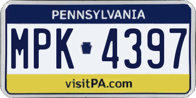 PA license plate MPK4397
