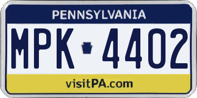 PA license plate MPK4402