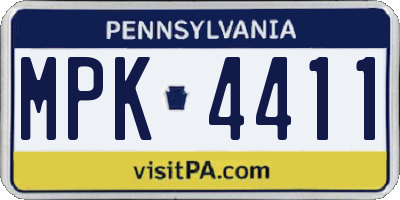 PA license plate MPK4411