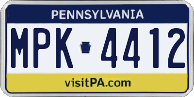 PA license plate MPK4412