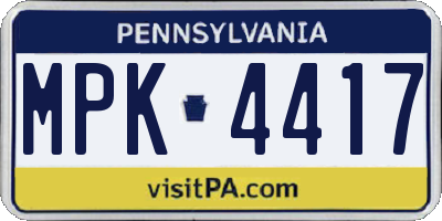 PA license plate MPK4417