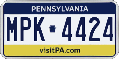 PA license plate MPK4424