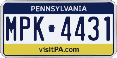 PA license plate MPK4431