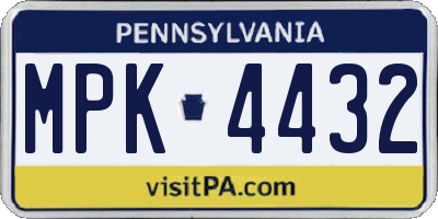 PA license plate MPK4432