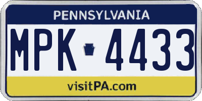 PA license plate MPK4433