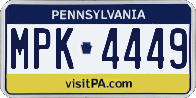 PA license plate MPK4449