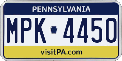 PA license plate MPK4450