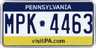 PA license plate MPK4463