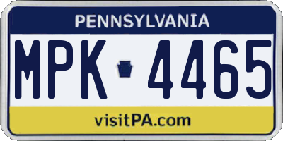 PA license plate MPK4465